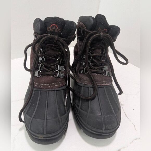 Kids Nevados Brown Hiking Leather Waterproof Snow Boots Sz 1 Storm Pac Insulated - Picture 5 of 9